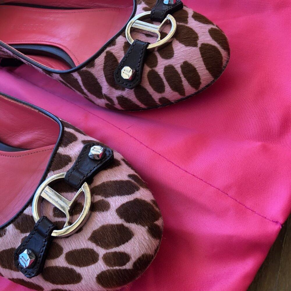 Vintage Judith Leiber Rose Spotted Calf Fur Ballet Flats size 7 - Picture 6 of 6